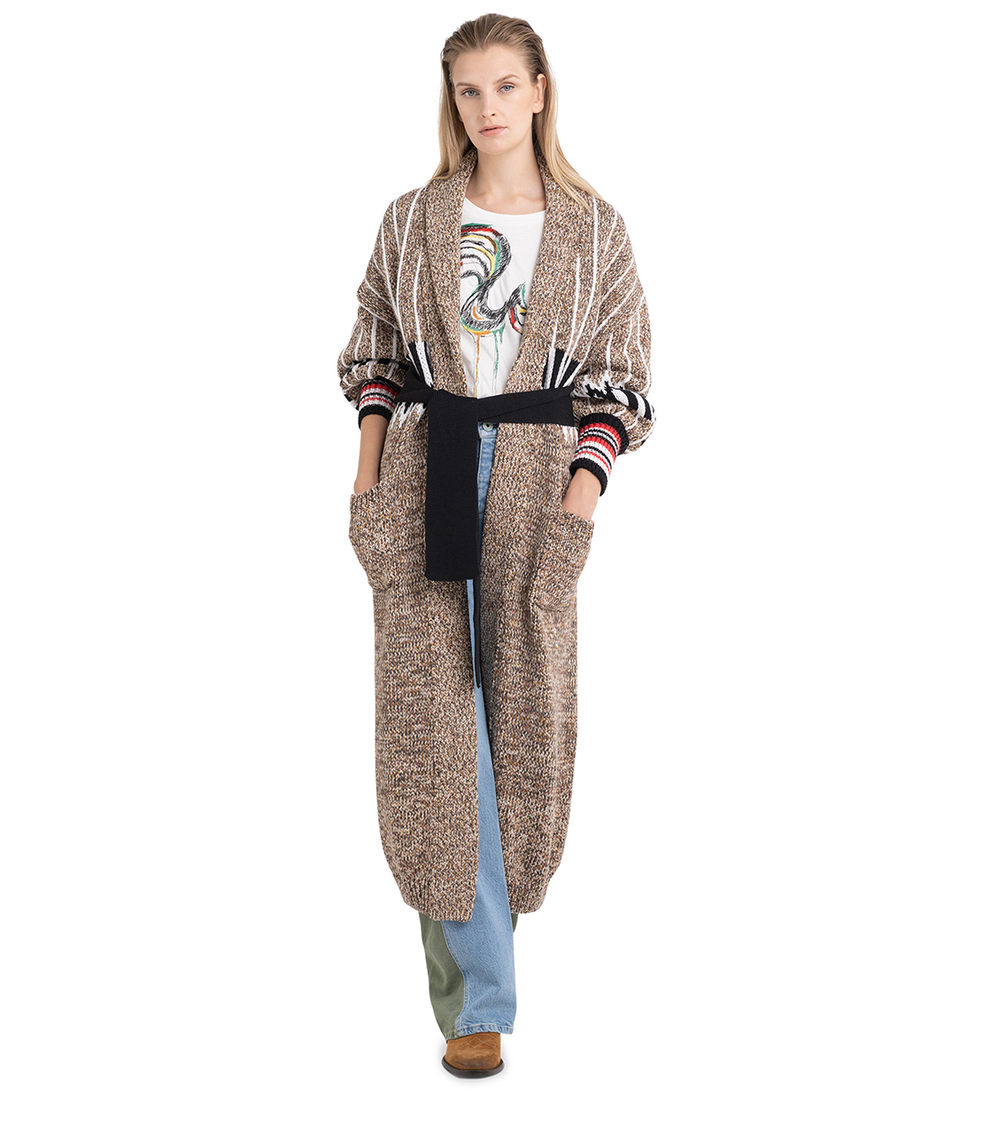 We are コットンジャガードニット ロングジャケット 詳細画像 ブラウン系 4